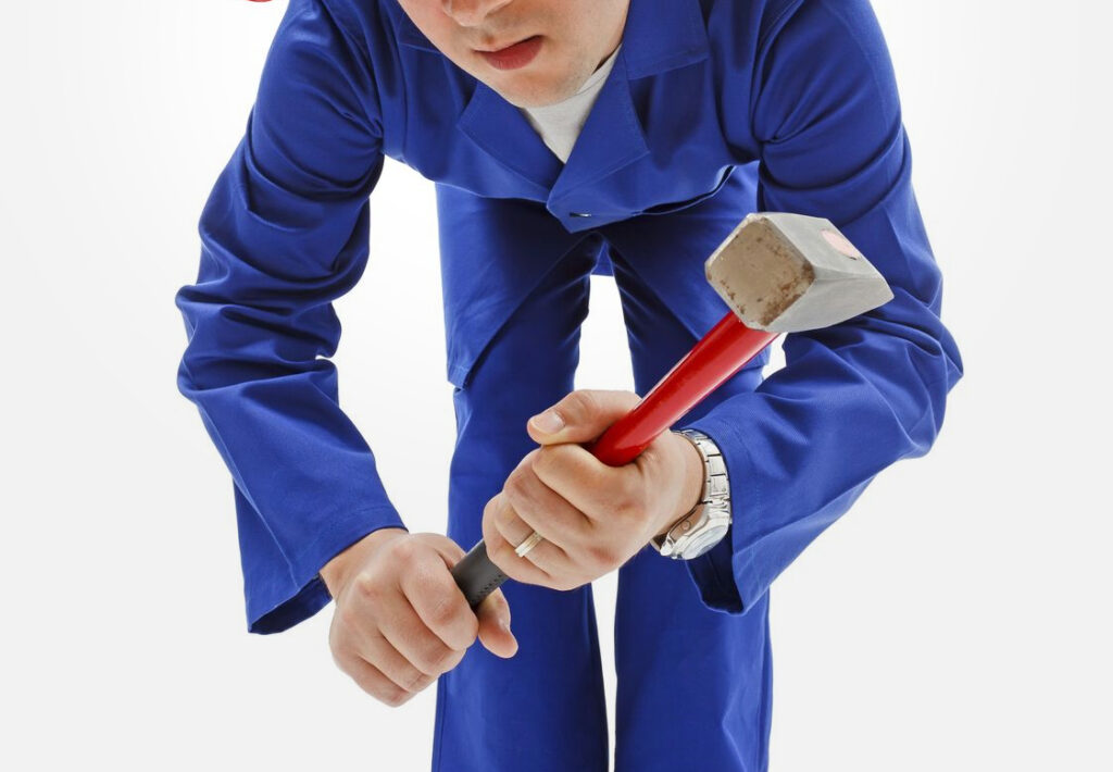 Worker with a hammer